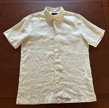 THEORY Irving Knit Short-Sleeve Shirt Men's Small Rainy Day Beige NWT MSRP $195 picture