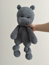 Handmade Large Hippo Stuffed Animal Plush Toy Gray 24-36 in for Ages 3-7 Years picture