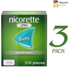 3X Nicorette ORIGINAL Flavour Gum 2MG 210 Pieces 