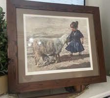 Ray Swanson Signed Print Feeding Goat & Arizona Navajo Indian Girl Artwork picture