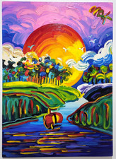 PETEX MAX 28x20 in. Painting on canvas (Better World) signed & stamped. Pop art picture