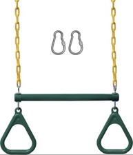 Jungle Gym Kingdom 18” Trapeze Swing Bar Rings 48” Heavy Duty Chain Swing Set. picture