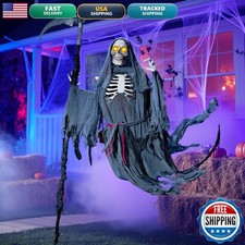 JOYIN 6 Ft Flying Grim Reaper Animated Halloween Decorations Outdoor Sickle picture