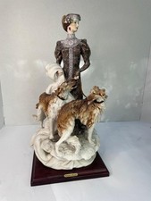 FLORENCE GIUSEPPE ARMANI VINTAGE RETIRED FIGURINE LADY WITH BORZOI DOGS Rare picture