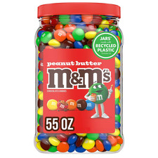 M&Ms Peanut Butter Candy 55 oz Jar Chocolate Candies Tub Bulk 3.43LB(FREE SHIP) picture
