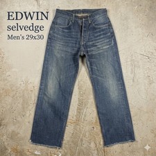 Edwin 505 Selvedge Jeans Mens 29x30 Made in Japan Distressed Straight Leg Blue picture