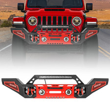 SUNPIE Red Steel Front Bumper for 07-26 Jeep Wrangler JK/JL 4xe & Gladiator JT picture