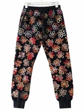 ASHISH Black Multicolor Floral Embroidered Jogger Pants Streetwear XS picture