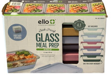 Ello Duraglass Refresh Glass Meal Prep Containers 10 Pc. Set Leak-Proof 4.1 Cups picture