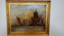 On The Danube , Harbor Scene. Oil Painting picture