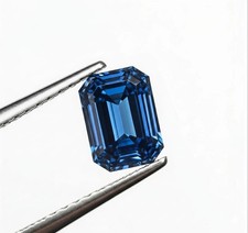 Huge 10 CT Emerald Cut, Fancy Blue Color VVS1 Diamond Premium Quality gemstone picture