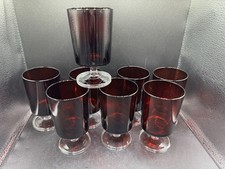 Vtg Luminarc Cavalier Ruby Red Wine Glasses France Cristal D'Arques 8 Pc Set picture