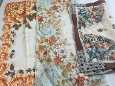 Lot Of 3 Vintage Handkerchiefs MCM Floral Hankies picture