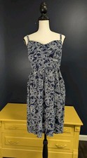 Torrid Sleeveless Tank Ruched Babydoll Top Navy White Paisley Size 3 100% Rayon picture