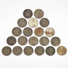 Lot of 20 Jefferson Silver War Nickel WWII 1942-1945 $1 35% Silver ASW:1.12 T oz picture