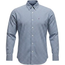 NWT IZOD Button Down Shirt Mens Medium True Blue Gingham Non-Iron Stretch NEW picture