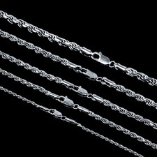 Men's Women's Real Solid 925 Sterling Silver Rope Chain 1.5-4mm 18