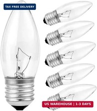 40W Incandescent Chandelier Bulbs - Crystal Clear, Torpedo Tip, Medium E26 Cande picture