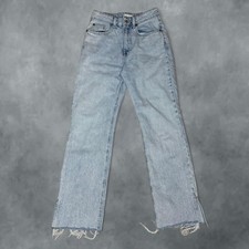 H&M Light Wash Raw Hem Straight Leg Jeans Women’s Size 2 picture