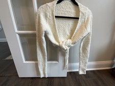 Skims Cozy Knit Teddy Wrap Top Long Sleeve Sweater Ivory  Size Small Medium picture
