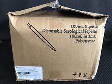 (100) FISHERBRAND 100mL PS TD Graduated Serological Pipet Plug Aqua Magnifier picture