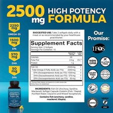 Viva Naturals Omega 3 Fish Oil Supplement for Women and Men - 2500 mg Triple Oil picture