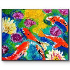 Koi Fish 14x11 Original Art Home Decor Expressionist Abstract Fine Art Signed picture