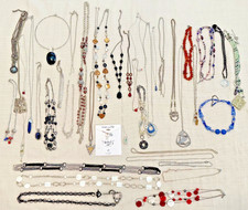 LOT OF 40+ VINTAGE SILVER TONE, BEADED NECKLACES: VARIETY OF SIZES, STYLES I14 picture