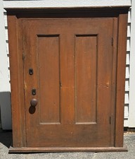 Antique Primitive Pine Cupboard Cabinet 19th C Original Farmhouse Pantry picture