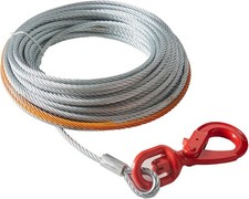 VEVOR Galvanized Steel Winch Cable, 3/8 Inch x 100 Feet 100 ft, Black+Orange  picture