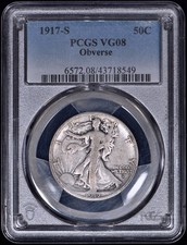 1917-S Walking Liberty Half Dollar 50c PCGS VG08 Obverse MM picture