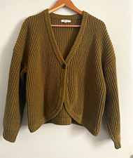 madewell olive green button cardigan knit sweater size medium picture