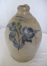 Antique Cowden & Wilcox Harrisburg, Pennsylvania Stoneware 3 gal Jug 1880's picture