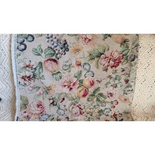 Vintage Floral Fruit Screen Printed Fabric Linen Look 152x55 Scotchgard ESD picture