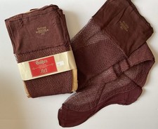 3 Pr NOS Vintage 1940’s Golden Art Cotton Lace Fishnet Seamed Stockings Sz 10 picture