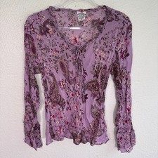 Vintage Angie Top Womens Small Y2K Paisley Floral Boho Romantic Fairy Rayon picture