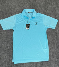 Footjoy Tonal Dot Print Light Blue Polo Shirt Size M NWT Merganser Classic Logo picture