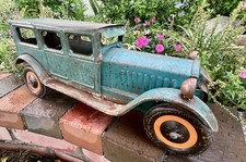 RARE 1920's SCHIEBLE PRESSED STEEL SEDAN 17” DISPLAY RESTORE picture