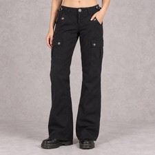 Hysteric Glamour Cargo Pants Womens Small Black Utility Y2K Buckle Pocket Flare picture