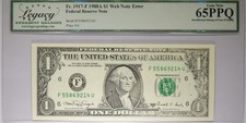 Fr. 1917-F Atlanta 1988A Web Note Error Insufficient Inking Legacy 65 PPQ picture