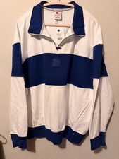 Men's Champion Quarter-Zip Sweatshirt, XL, White and Blue picture