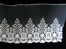 VINTAGE ANTIQUE ENGLISH EMBROIDERY NET COTTON LEAVERS LACE 6