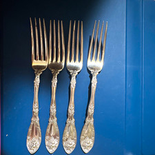 Vintage 1881 Rogers A1 Silverplate LA VIGNE Grape Pattern Dinner Forks Set of 4 picture