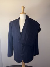 Vintage Southwick Paul Stuart Bespoke Suit 42R Navy Chalk Stripe Wool  picture