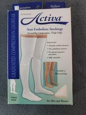 NWT Activa Anti Embolism Stockings 18mmhg Compression Thigh High Closed Toe M picture