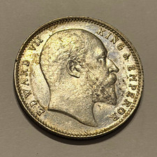 1904 British India One Rupee Edward VII Silver Coin KM#508 0.917 Fine picture