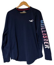 Hollister Co Mens Long Sleeve Graphic T-Shirt XL Navy Blue Back Seagull NWOT picture