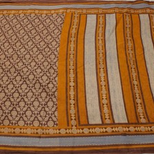 Sushila Vintage Brown Indian Saree 100% Pure Cotton Printed Paisley Craft Fabric picture