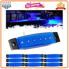 PSEQT 10Pcs LED Boat Interior Courtesy Light Strip Waterproof Marine Deck Blue picture