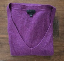 Talbots Pure Cashmere Sweater Women’s XL Magenta Pink V-Neck 100% Cashmere picture